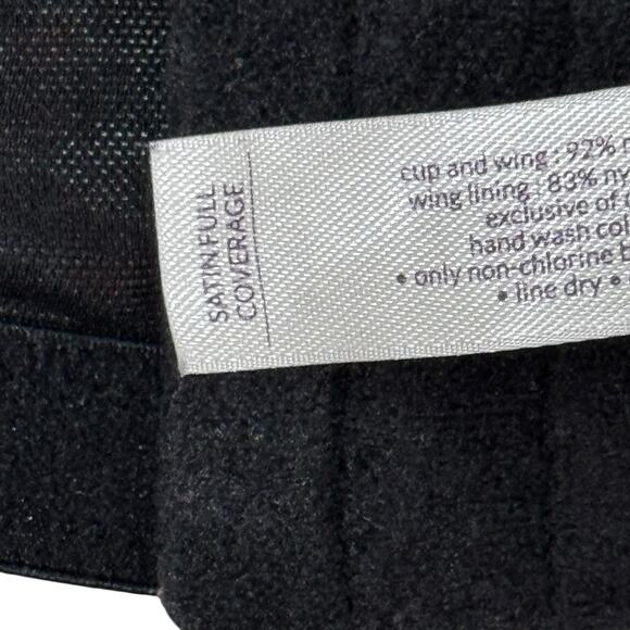 Cacique Bra Satin Full Coverage Size 42DD Black Floral Print Underwire T Shirt - Picture 9 of 10